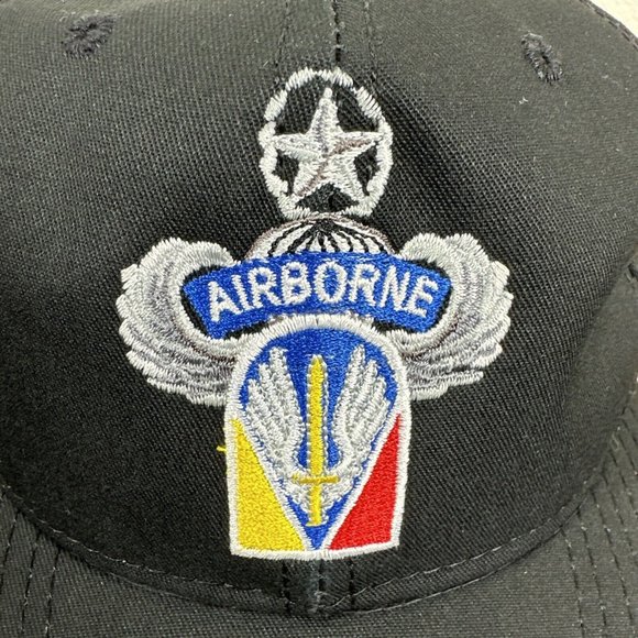 VTG Airborne Embroidered Black P Cap Snapback Hat Military Made in USA - Picture 7 of 10